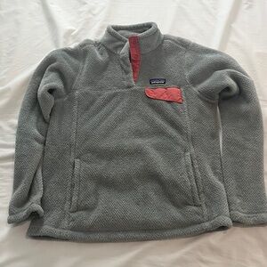 Women’s re-tool Snap-T fleece pullover, size Medium gray/salmon